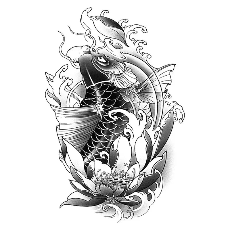 Lotus & Koi Fish - InkOMG