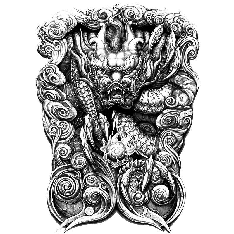 Dragon Sculpture - Full Back - InkOMG