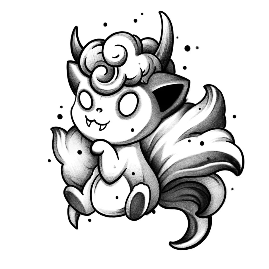Cute 9-Tailed Fox - InkOMG