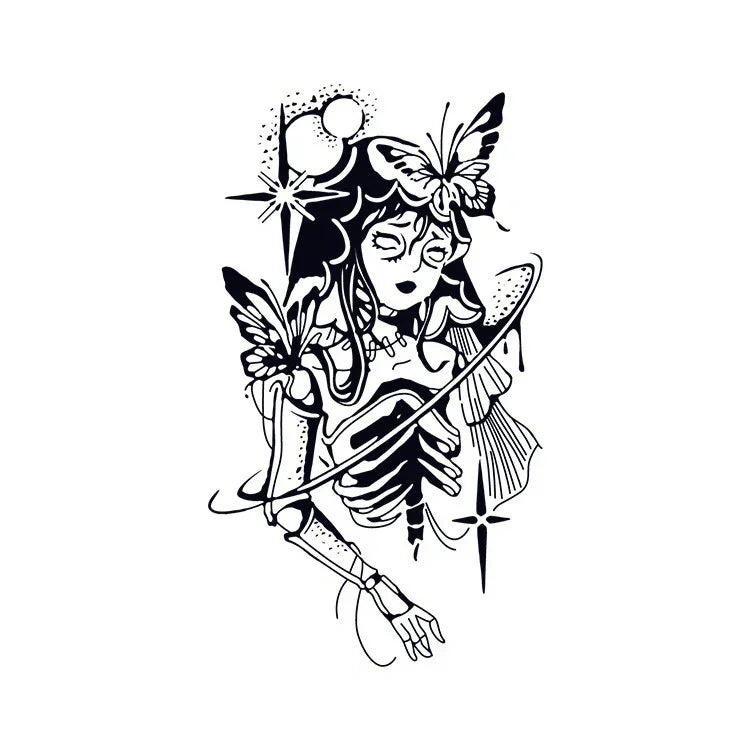 Butterflies & Skeleton Girl - InkOMG
