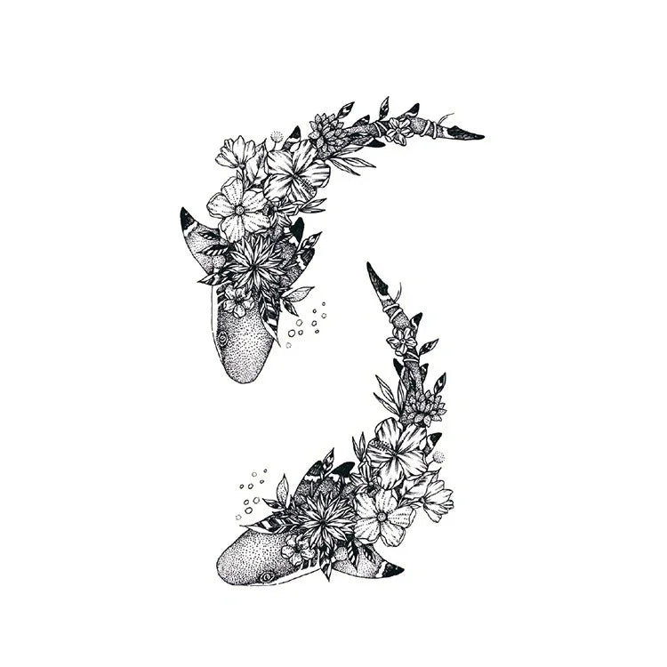 Floral Whale Harmony - InkOMG
