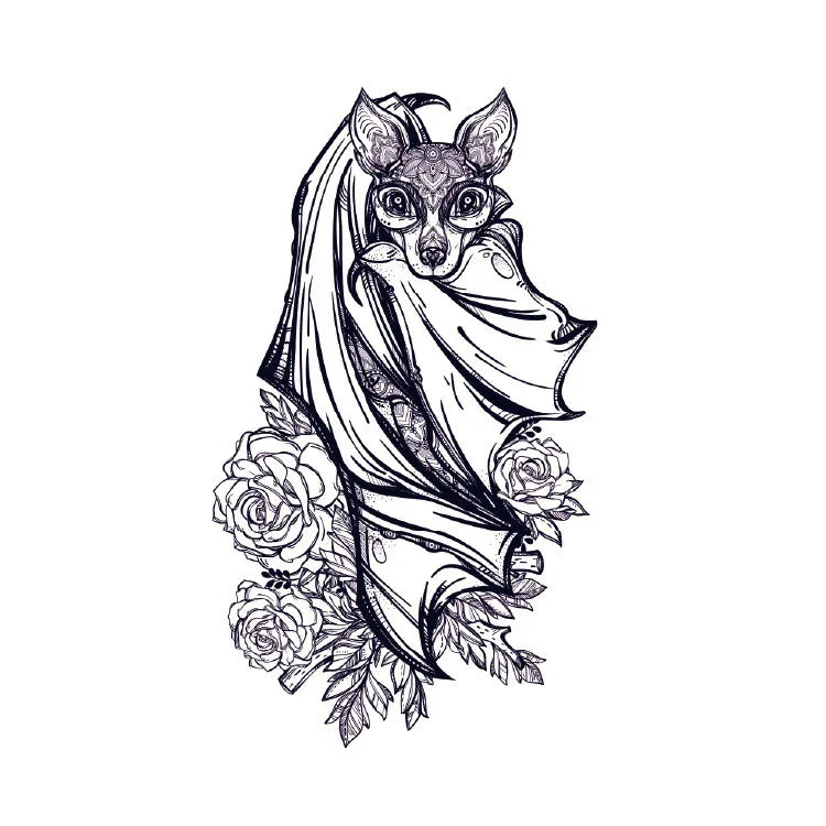 Bat & Flower - InkOMG