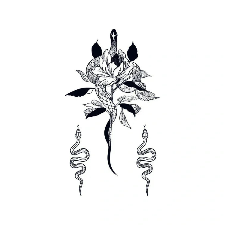 Crawling Snake & Flower - InkOMG