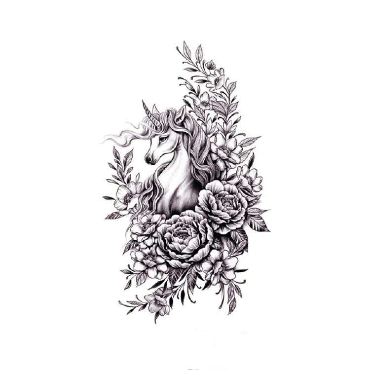 Unicorn & Flowers - InkOMG