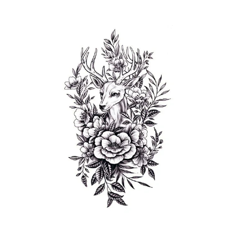 Deer & Flowers - InkOMG