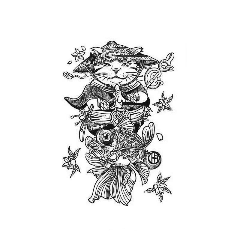 Samurai Cat & Koi - InkOMG
