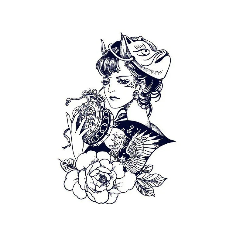 Girl with Fox Mask - InkOMG