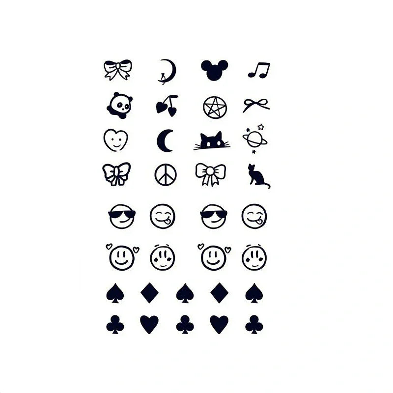Icon Tattoo Set – Mini Symbols & Emoticons - InkOMG