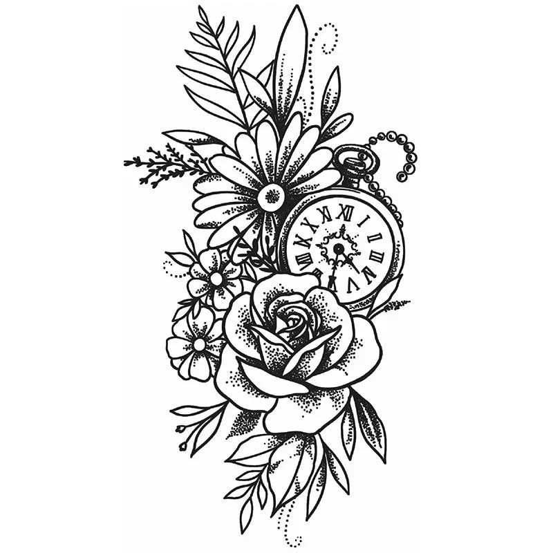 Flowers & Pocket Watch 2 - InkOMG