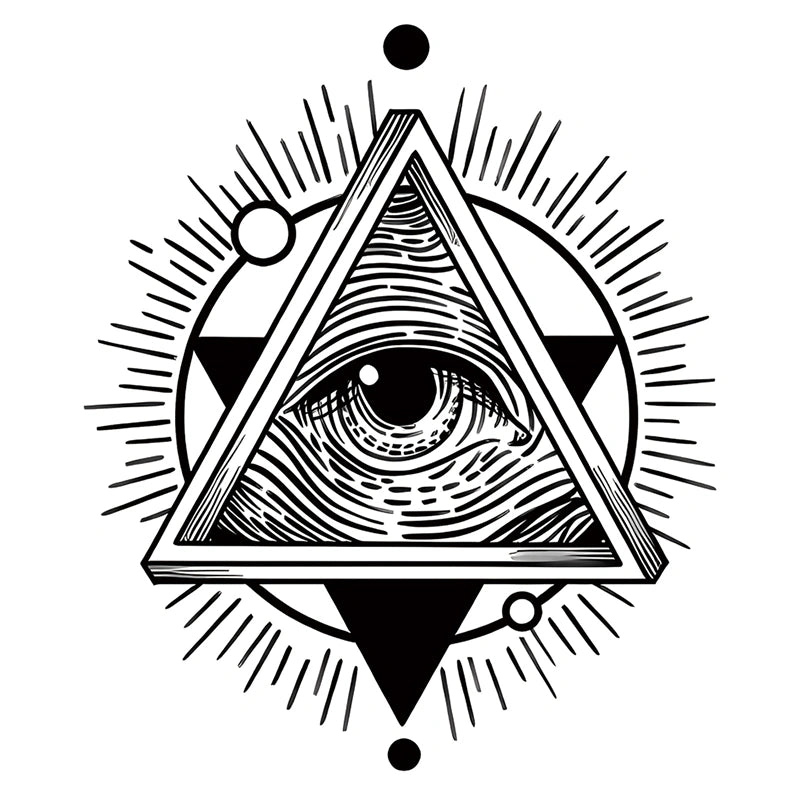 All-Seeing Eye & Geometric Blackwork tattoo design