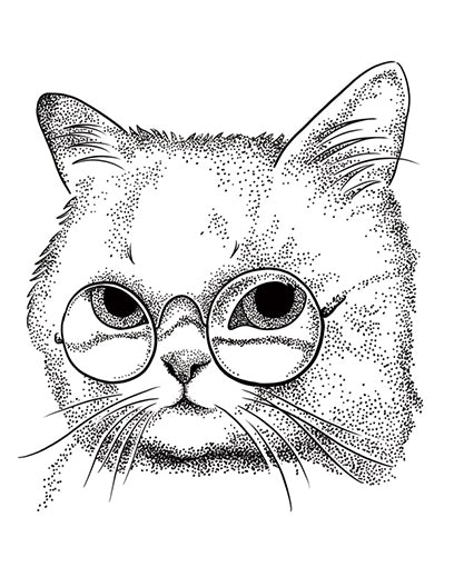 Cat with Glasses tattoo design