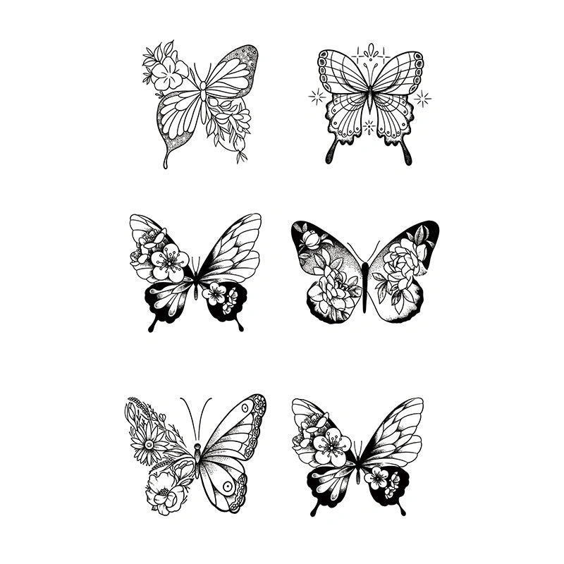Floral Butterfly Set tattoo design