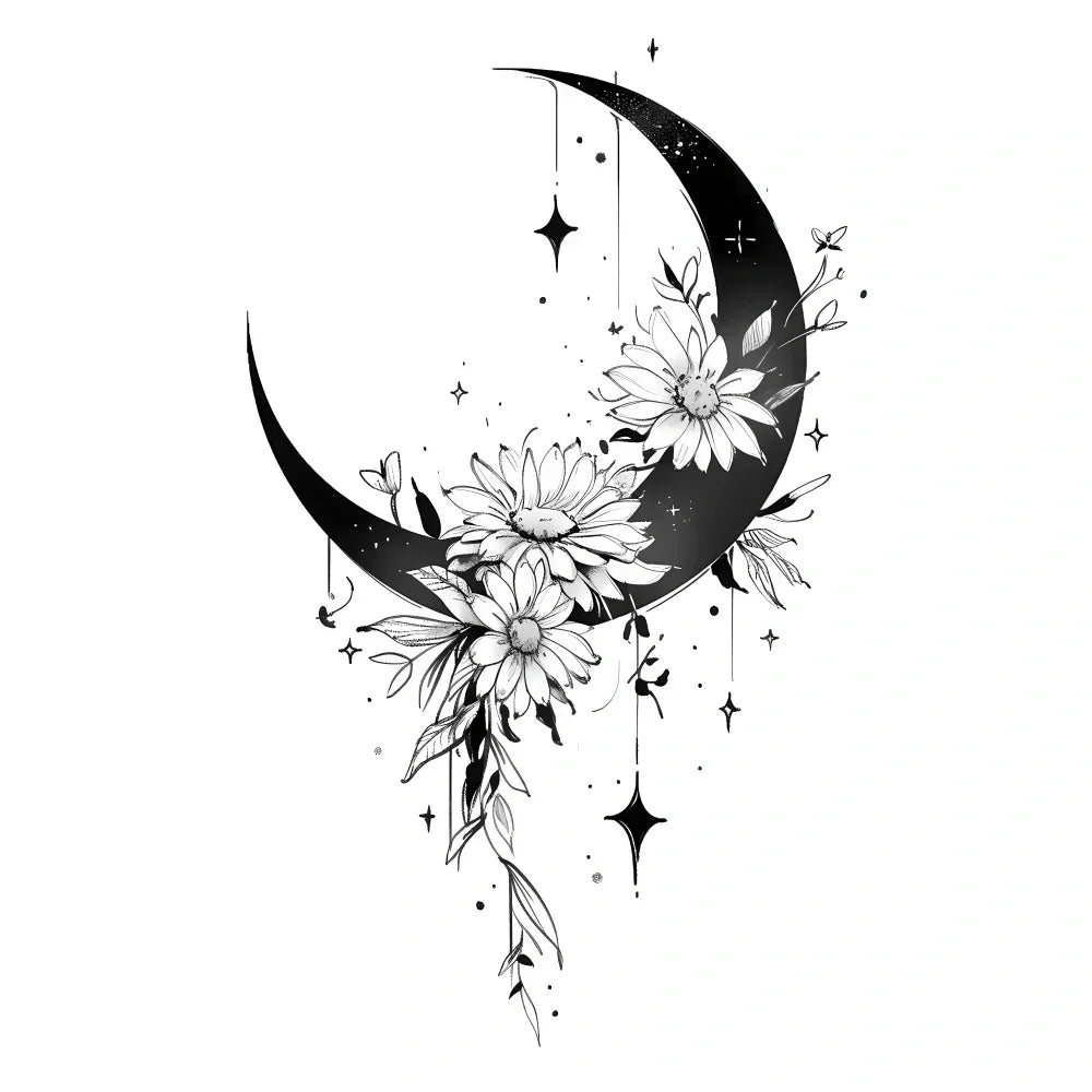 Flowers & Moon - InkOMG