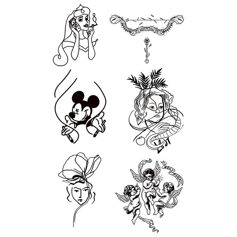 Mixed Line Art Minis tattoo design