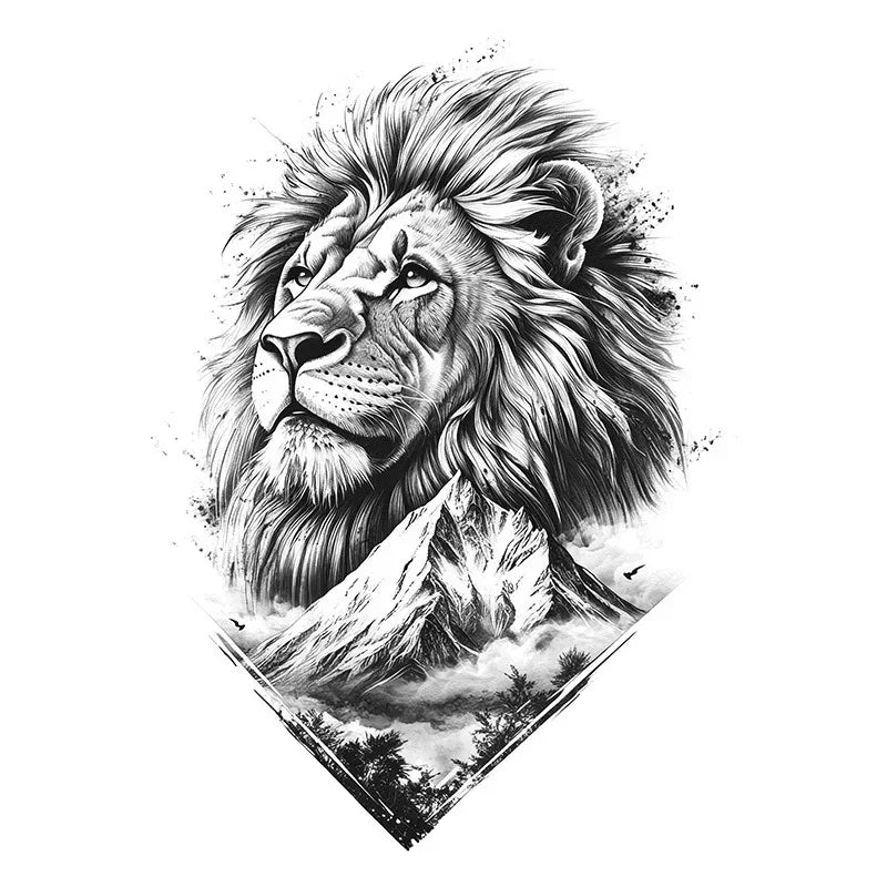 Lion & Mountain - Full Back - InkOMG