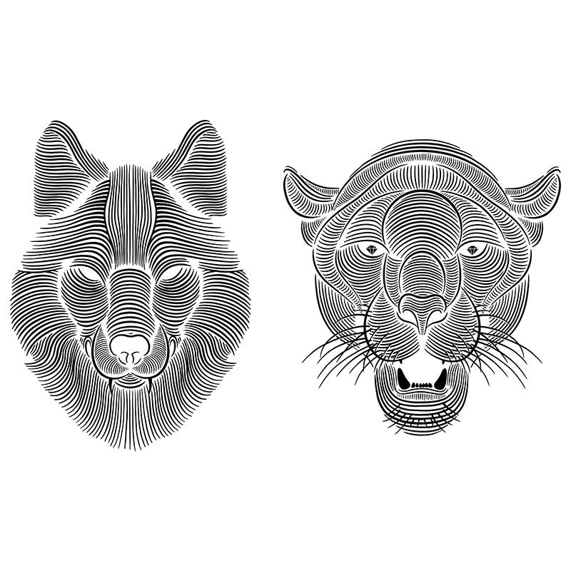 Tiger & Wolf Lines tattoo design