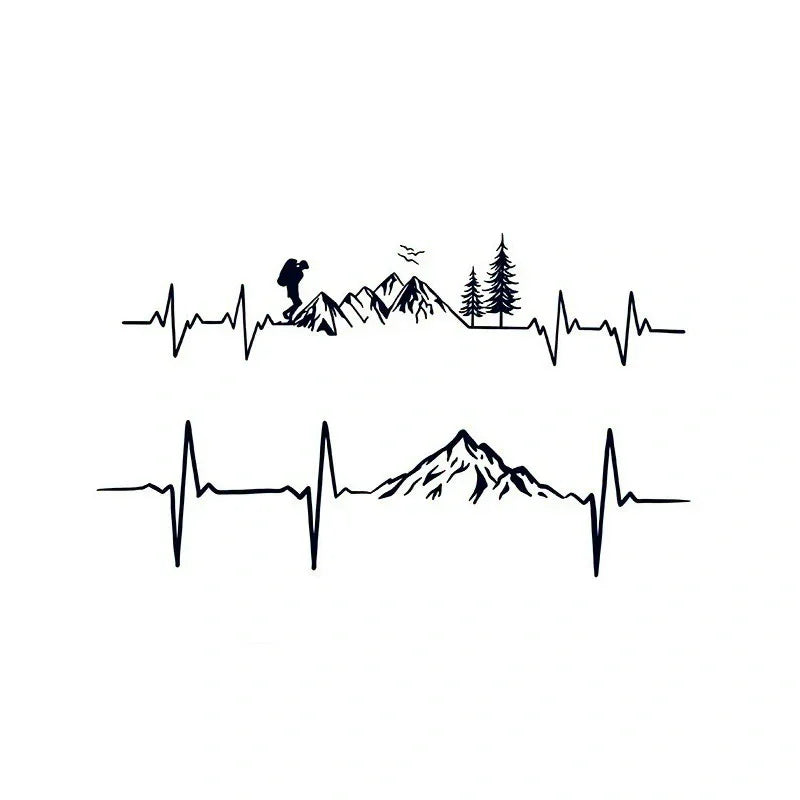Mountain heartbeat line semi-permanent tattoo design from the Everyday Starter Stack (4-Pack)