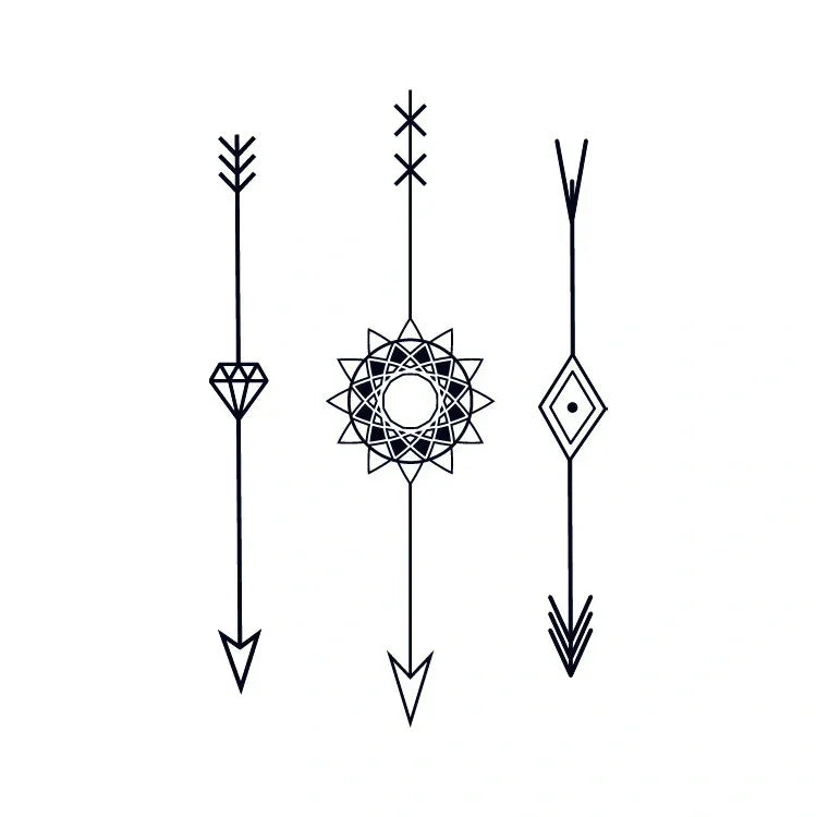 Ornamental arrows and mandala semi-permanent tattoo design from the Ink Starter Set (4-Pack)