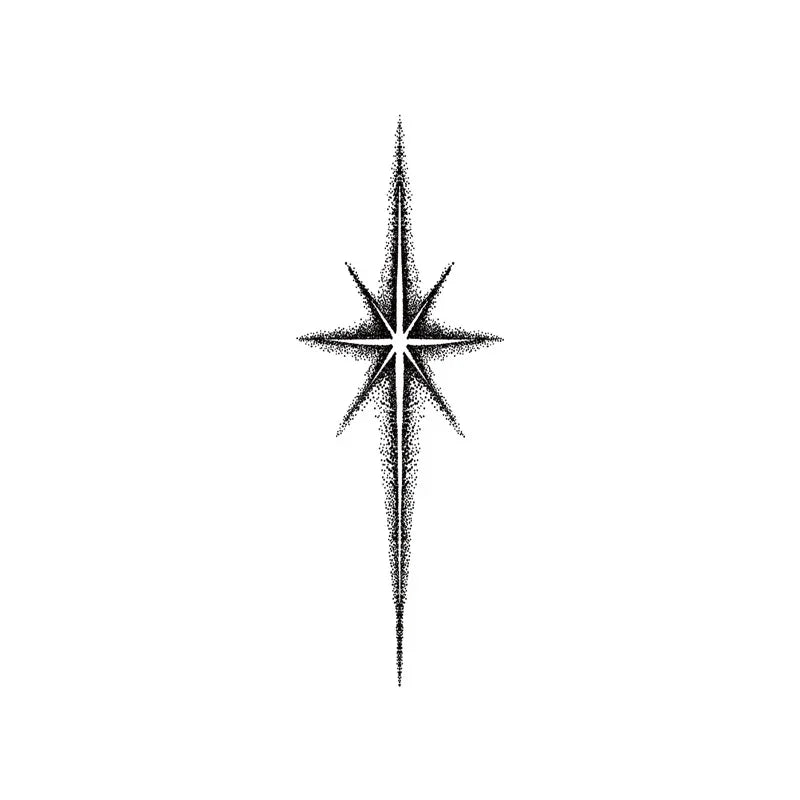 Minimal compass star semi-permanent tattoo design from the Ink Starter Set (4-Pack)