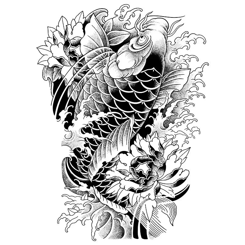 Jumping Koi Fish - InkOMG