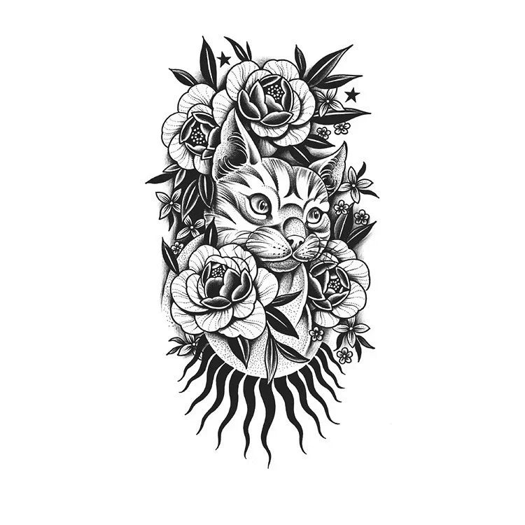 Cat & Flower - InkOMG