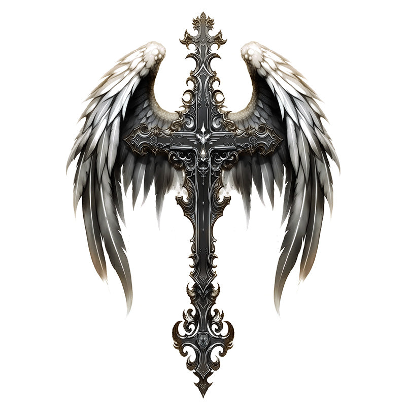 Angel Wings Cross - Full Back-InkOMG