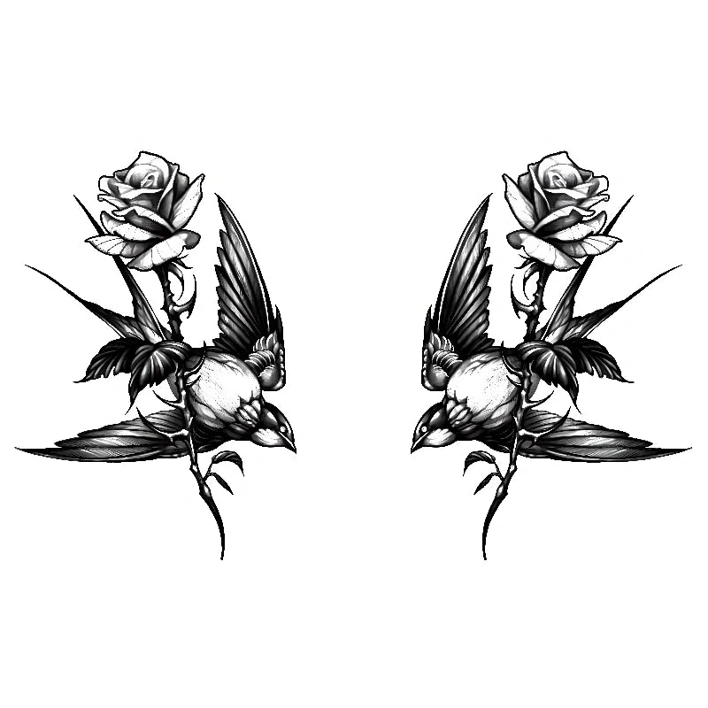 Birds & Roses tattoo design