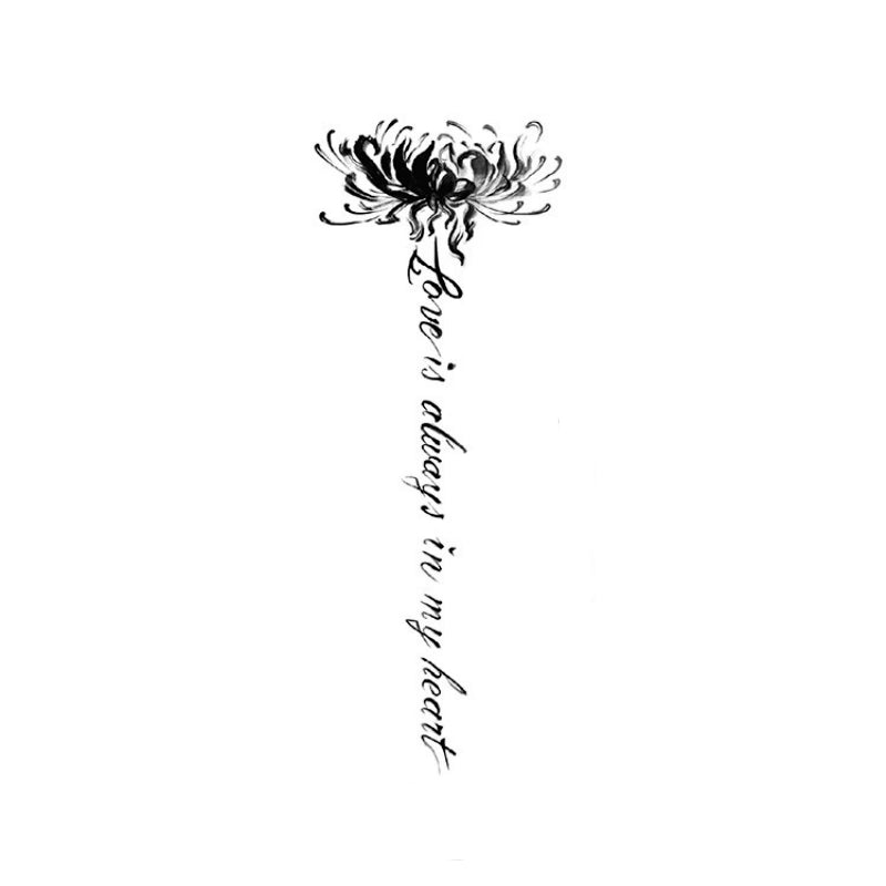 Chrysanthemum & Script tattoo design