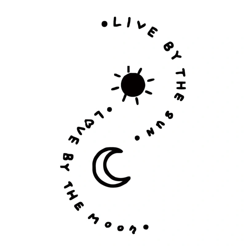 Curved Sun–Moon Quote tattoo design