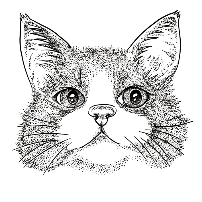 Dotwork Cat Face tattoo design