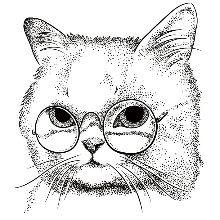 Dotwork Cat with Glasses tattoo design