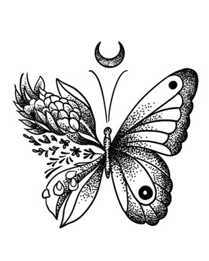Flower Butterfly tattoo design