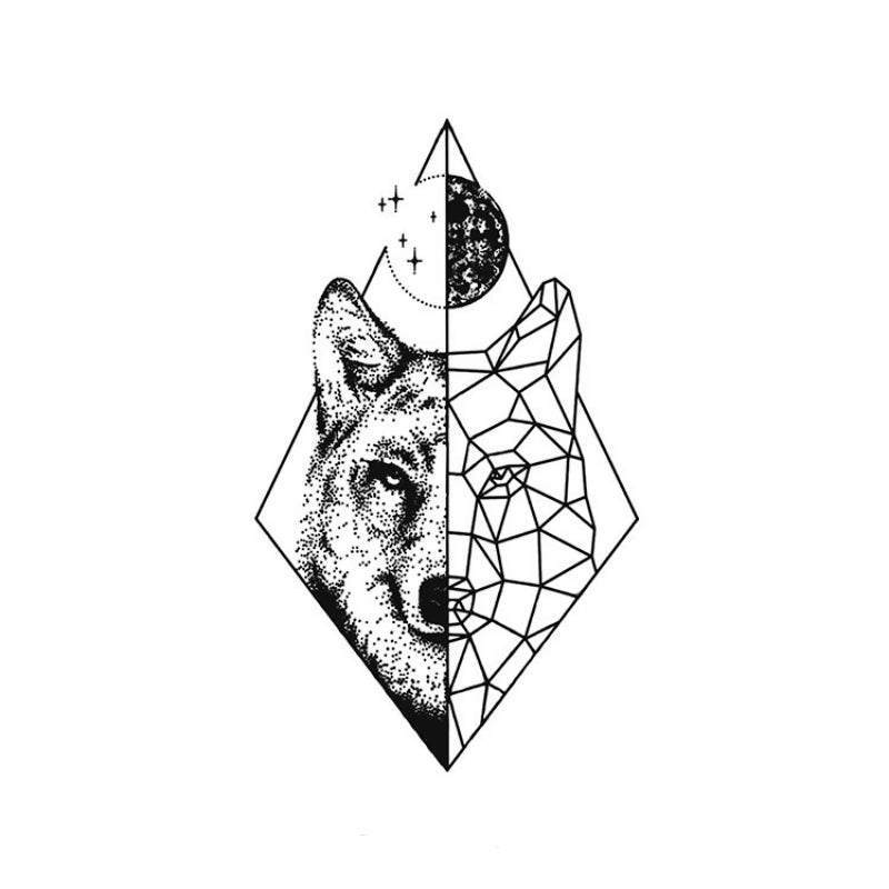 Geometric Wolf Split-InkOMG