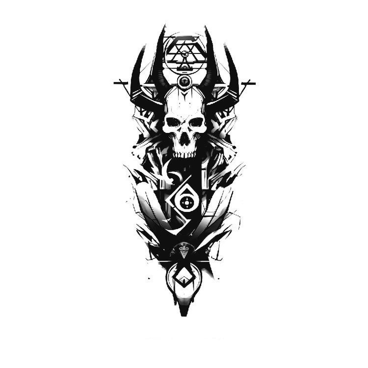 Horned Skull Totem-InkOMG