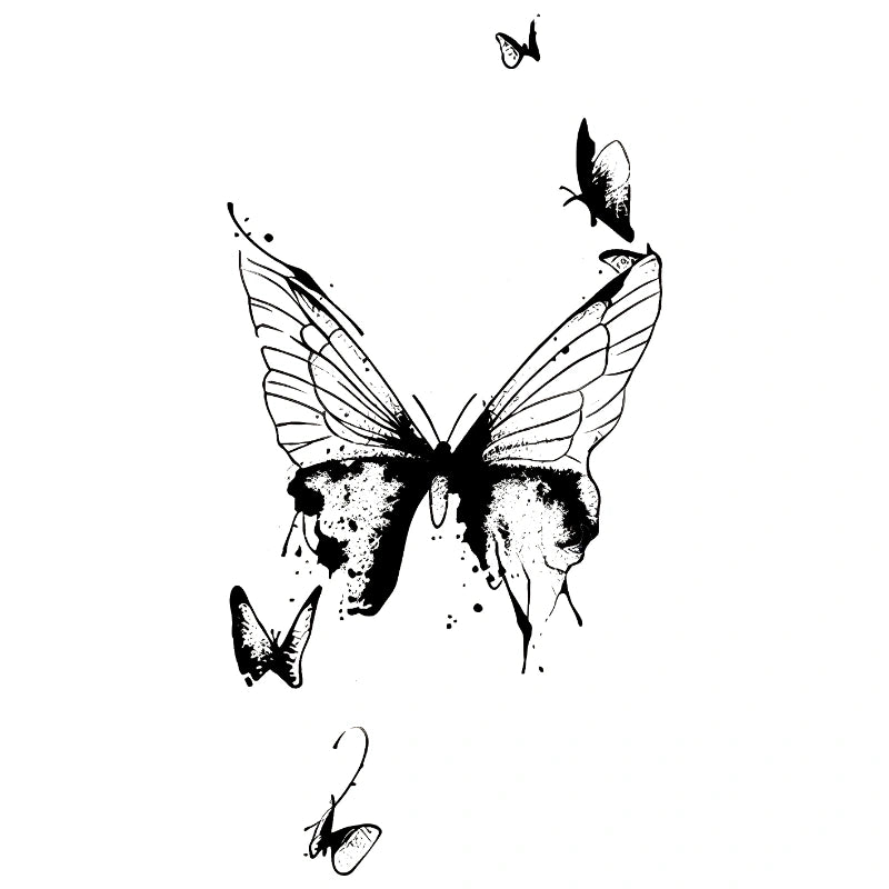 Ink-Splash Butterflies tattoo design