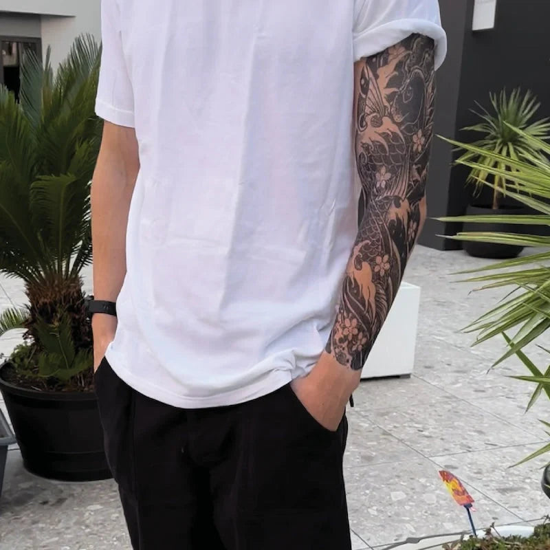 Full sleeve Japanese Koi fish ukiyo-e Semi-Permanent Tattoo model picture