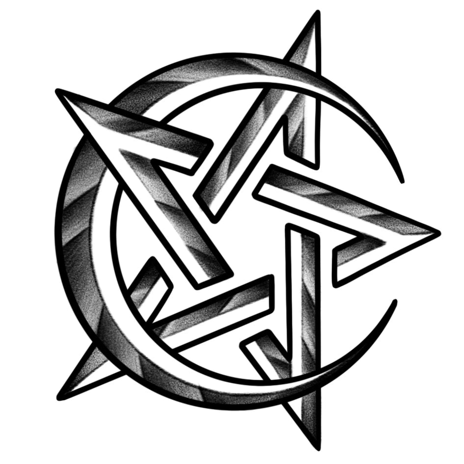 Moon & Pentagram tattoo design