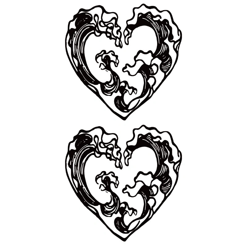Ocean Wave Heart Duo-InkOMG