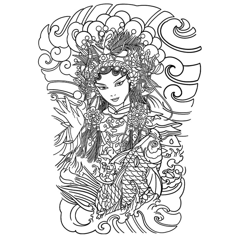 Opera Maiden & Koi - Full Back-InkOMG