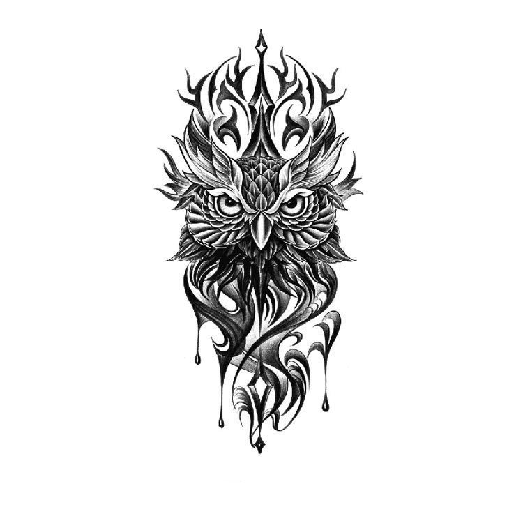 Ornate Owl Totem-InkOMG