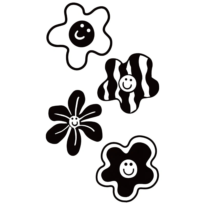 Playful Smiley Blooms-InkOMG