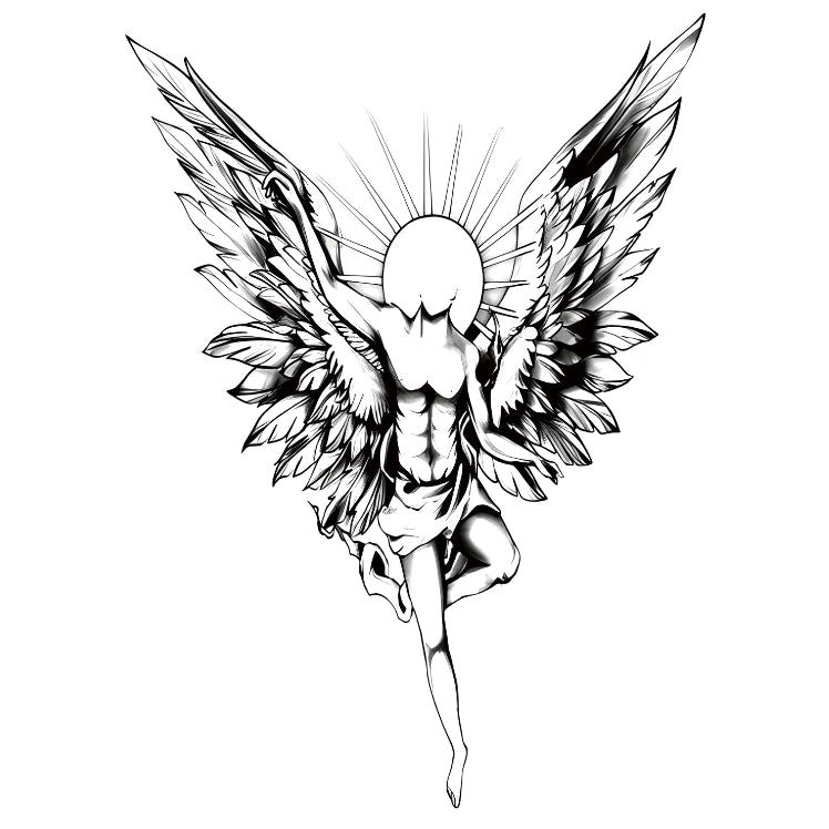 Radiant Winged Angel tattoo design