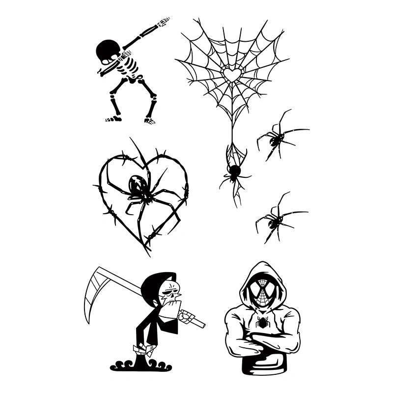 Skeleton & Spiders tattoo design