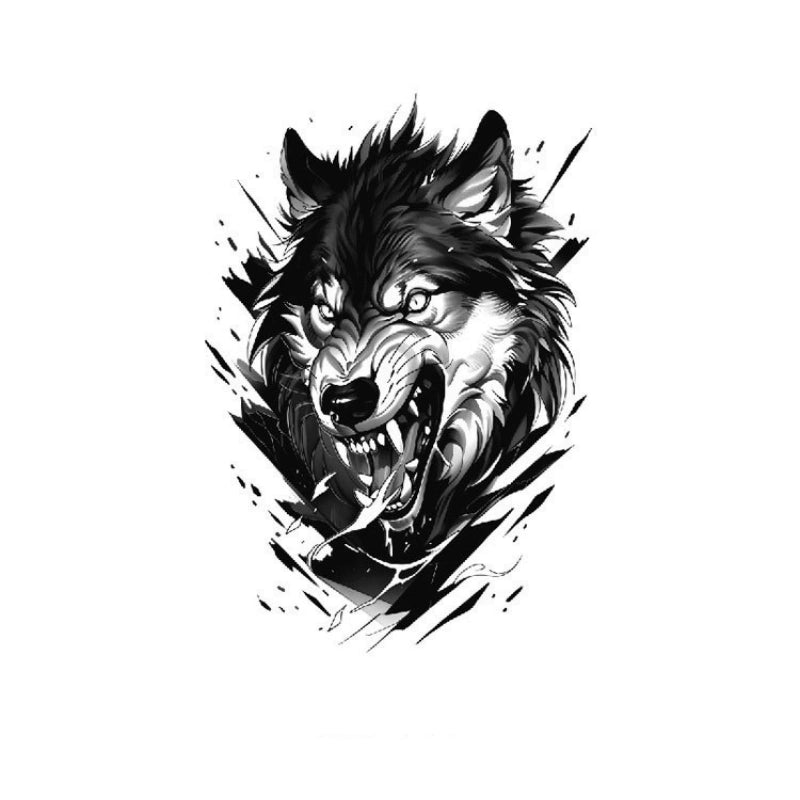 Snarling Wolf Head-InkOMG