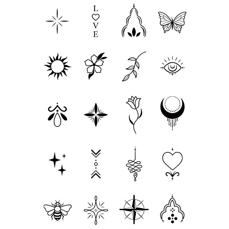 Tiny Celestial & Flora Icons Set tattoo design