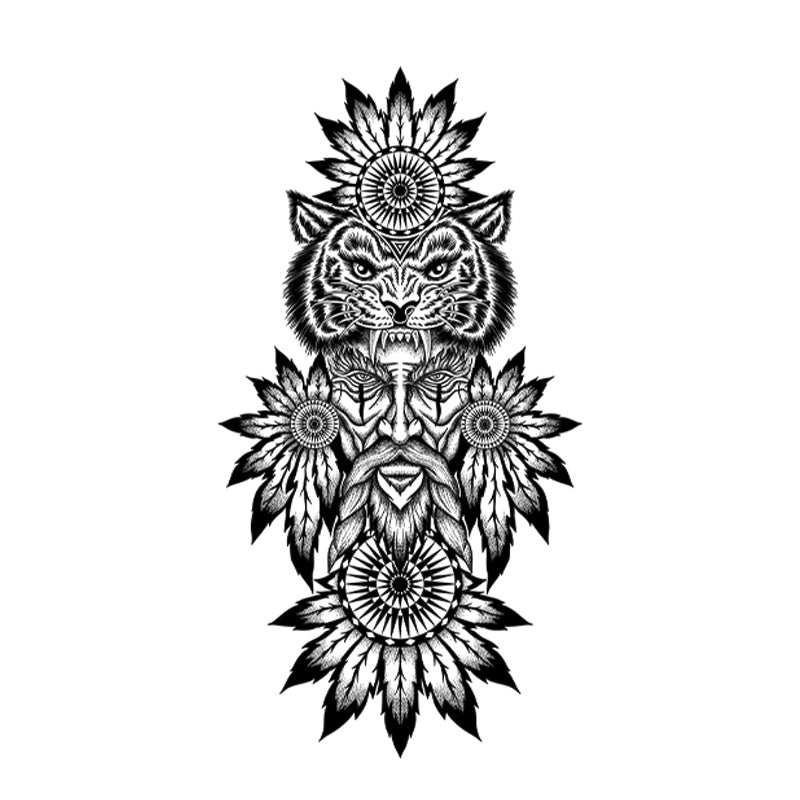 Totem Tiger & Shaman Mandala tattoo design