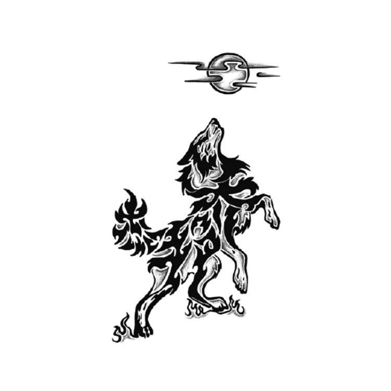 Tribal Wolf & Moon-InkOMG