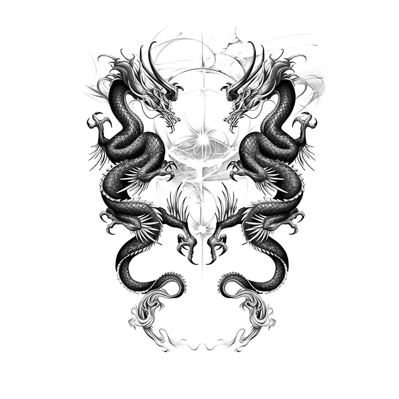 Twin Dragons - Full Back-InkOMG