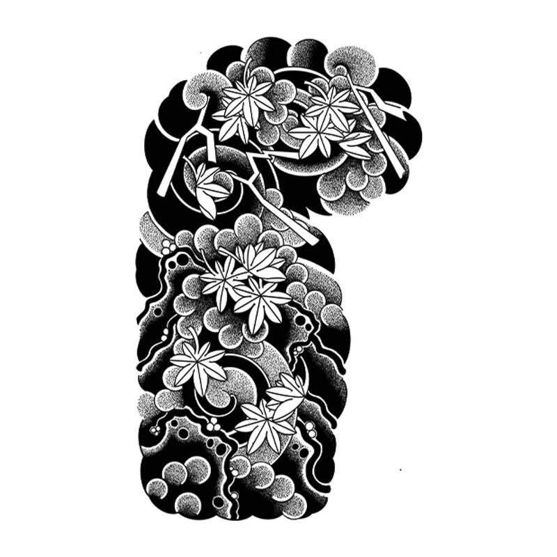 Ukiyo-e Maple & Clouds tattoo design