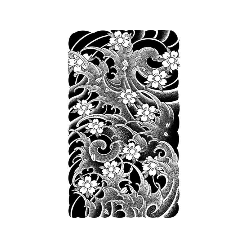 Ukiyo-e Waves & Flowers tattoo design
